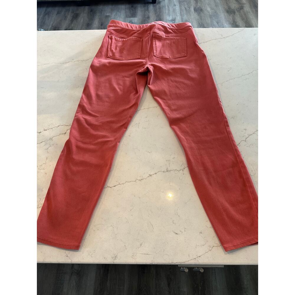 Spanx Denim Stretch Pull on Skinny Ankle Jeans Salmon Color Large - Picture 2 of 8